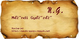 Mándi Győző névjegykártya